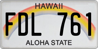 HI license plate FDL761