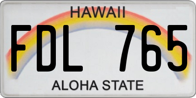 HI license plate FDL765