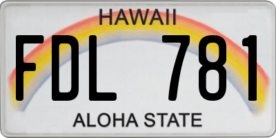 HI license plate FDL781