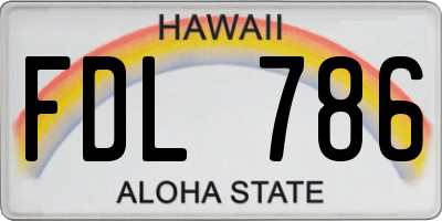 HI license plate FDL786