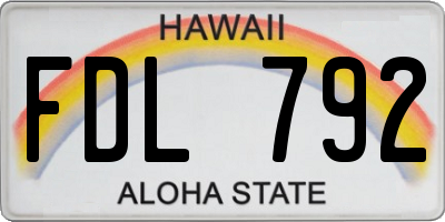 HI license plate FDL792