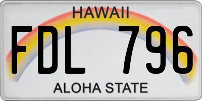 HI license plate FDL796