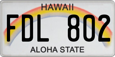 HI license plate FDL802