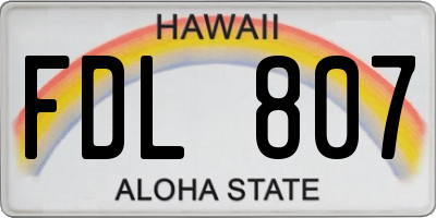 HI license plate FDL807
