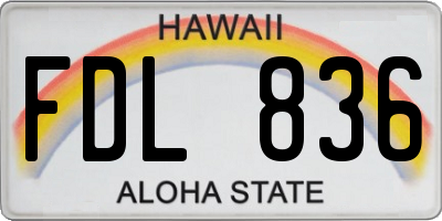 HI license plate FDL836