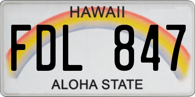 HI license plate FDL847