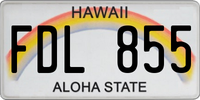 HI license plate FDL855