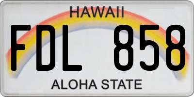 HI license plate FDL858
