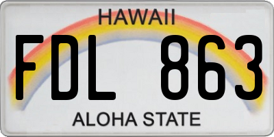 HI license plate FDL863