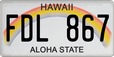 HI license plate FDL867