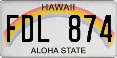 HI license plate FDL874