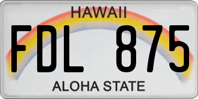 HI license plate FDL875