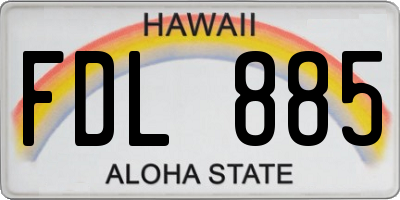 HI license plate FDL885