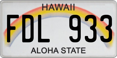 HI license plate FDL933