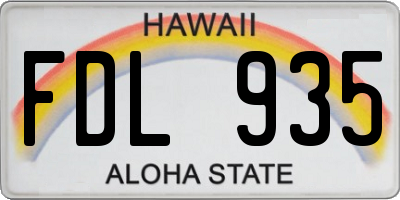 HI license plate FDL935