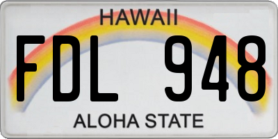 HI license plate FDL948