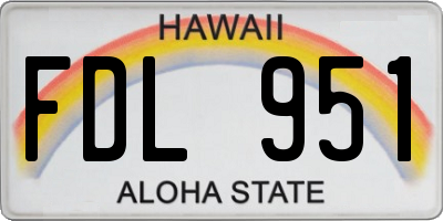 HI license plate FDL951