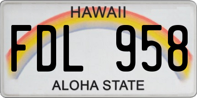 HI license plate FDL958