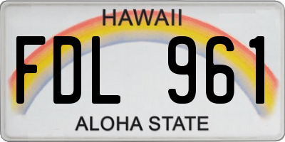 HI license plate FDL961