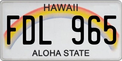 HI license plate FDL965