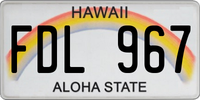 HI license plate FDL967