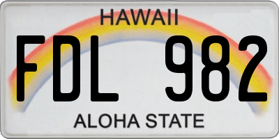 HI license plate FDL982