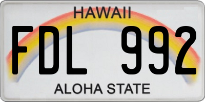 HI license plate FDL992