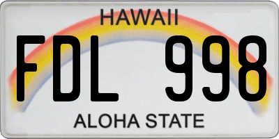 HI license plate FDL998