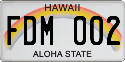 HI license plate FDM002