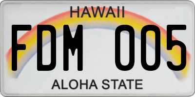 HI license plate FDM005