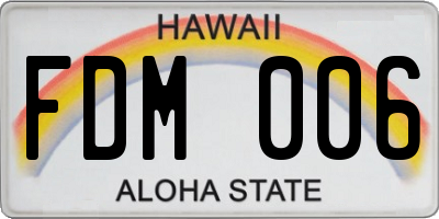HI license plate FDM006