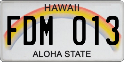 HI license plate FDM013