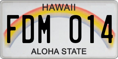 HI license plate FDM014