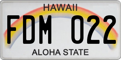 HI license plate FDM022