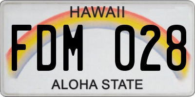 HI license plate FDM028