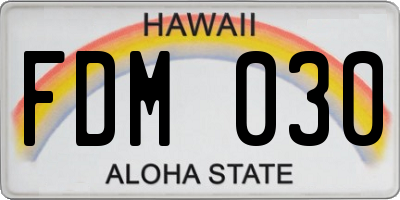 HI license plate FDM030