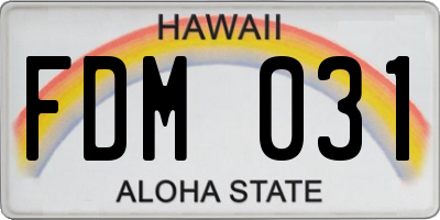 HI license plate FDM031