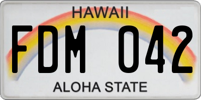 HI license plate FDM042