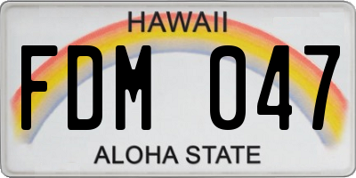 HI license plate FDM047