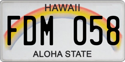 HI license plate FDM058