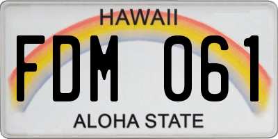 HI license plate FDM061