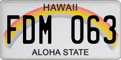 HI license plate FDM063