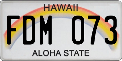 HI license plate FDM073