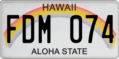 HI license plate FDM074