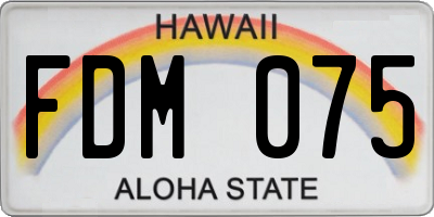 HI license plate FDM075