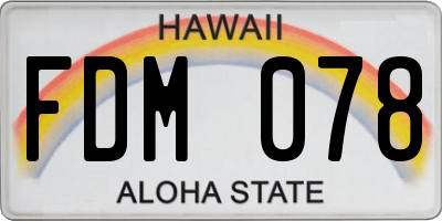 HI license plate FDM078