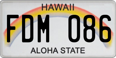 HI license plate FDM086