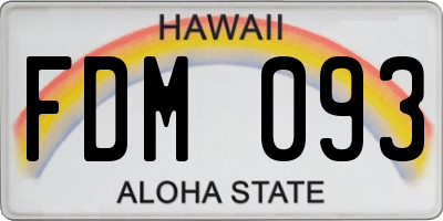 HI license plate FDM093