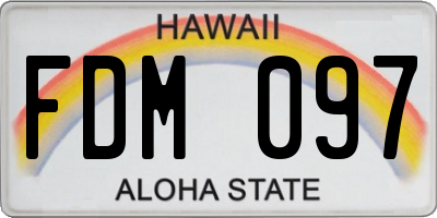 HI license plate FDM097