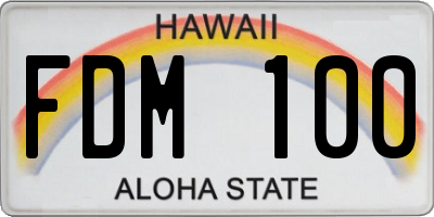 HI license plate FDM100